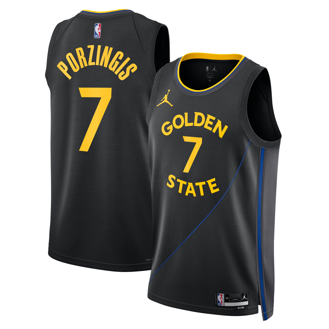 Kristaps Porziņģis Golden State Warriors Jordan Brand Unisex Swingman Jersey - Statement Edition - Black Official NBA Team Apparel Basketball Fan Gear