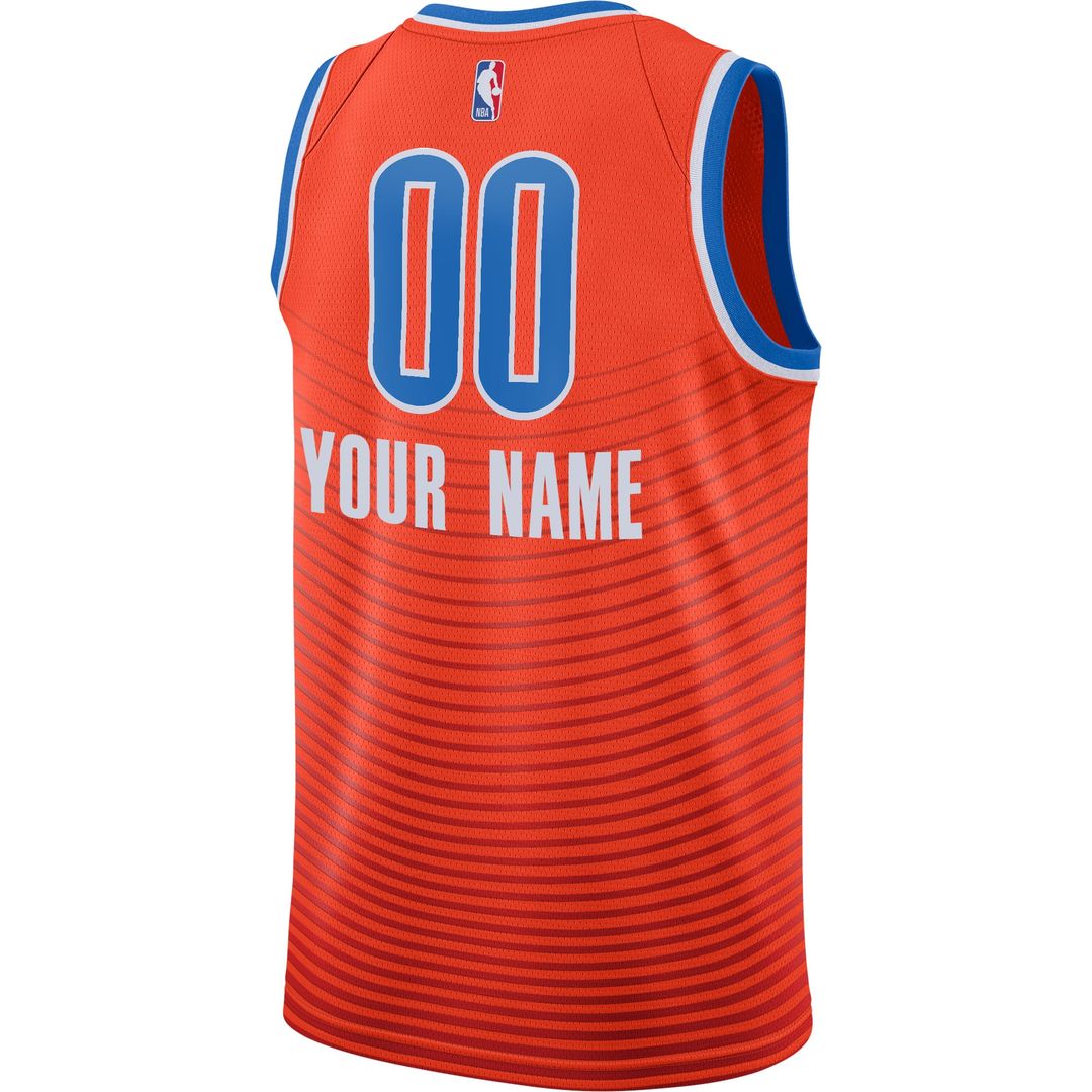 Oklahoma City Thunder Jordan Brand Swingman Custom Jersey - Statement Edition - Orange Official NBA Team Apparel Basketball Fan Gear