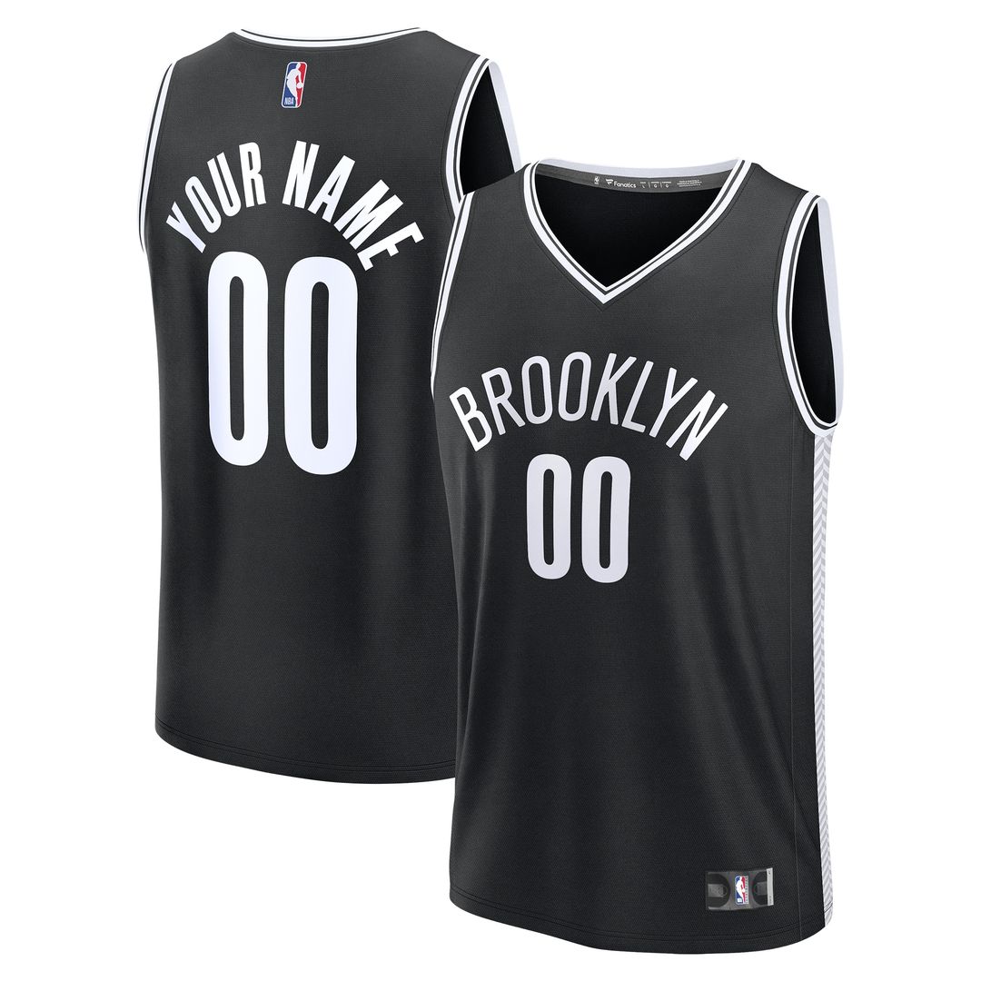 Brooklyn Nets Fanatics Fast Break Custom Jersey - Icon Edition - Black Official NBA Team Apparel Basketball Fan Gear
