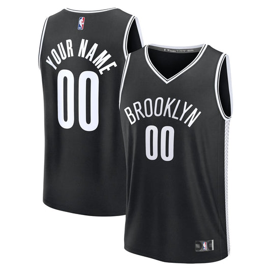 Brooklyn Nets Fanatics Fast Break Custom Jersey - Icon Edition - Black Official NBA Team Apparel Basketball Fan Gear