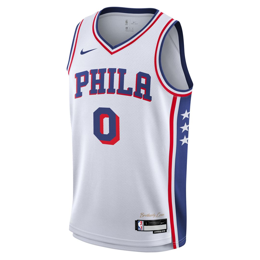 Tyrese Maxey Philadelphia 76ers Nike Youth Association Swingman Jersey - White Official NBA Team Apparel Basketball Fan Gear