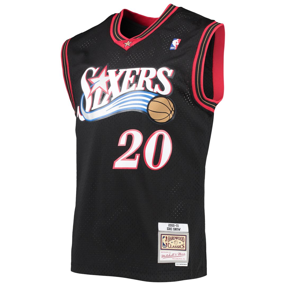 Eric Snow Philadelphia 76ers Mitchell & Ness 2000/01 Hardwood Classics Swingman Jersey - Black Official NBA Team Apparel Basketball Fan Gear