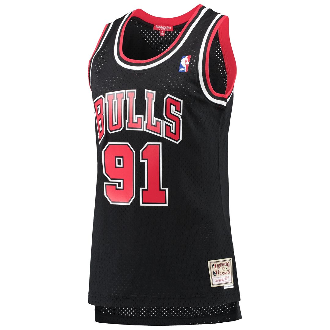 Dennis Rodman Chicago Bulls Mitchell & Ness Women's Hardwood Classics Swingman Jersey - Black Official NBA Team Apparel Basketball Fan Gear