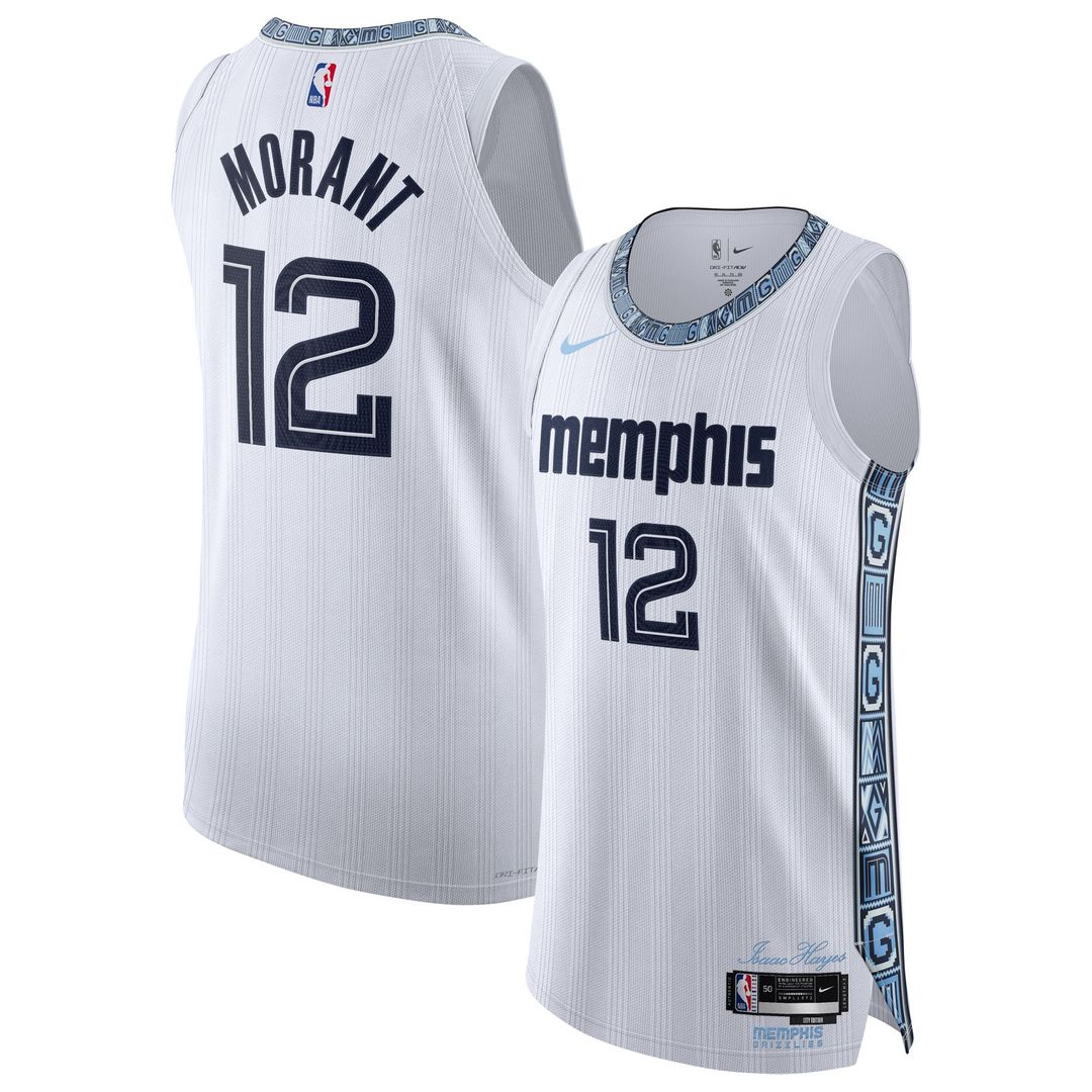 Ja Morant Memphis Grizzlies Nike Unisex 2025/26 Authentic Jersey - City Edition - White Official NBA Team Apparel Basketball Fan Gear