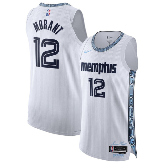 Ja Morant Memphis Grizzlies Nike Unisex 2025/26 Authentic Jersey - City Edition - White Official NBA Team Apparel Basketball Fan Gear
