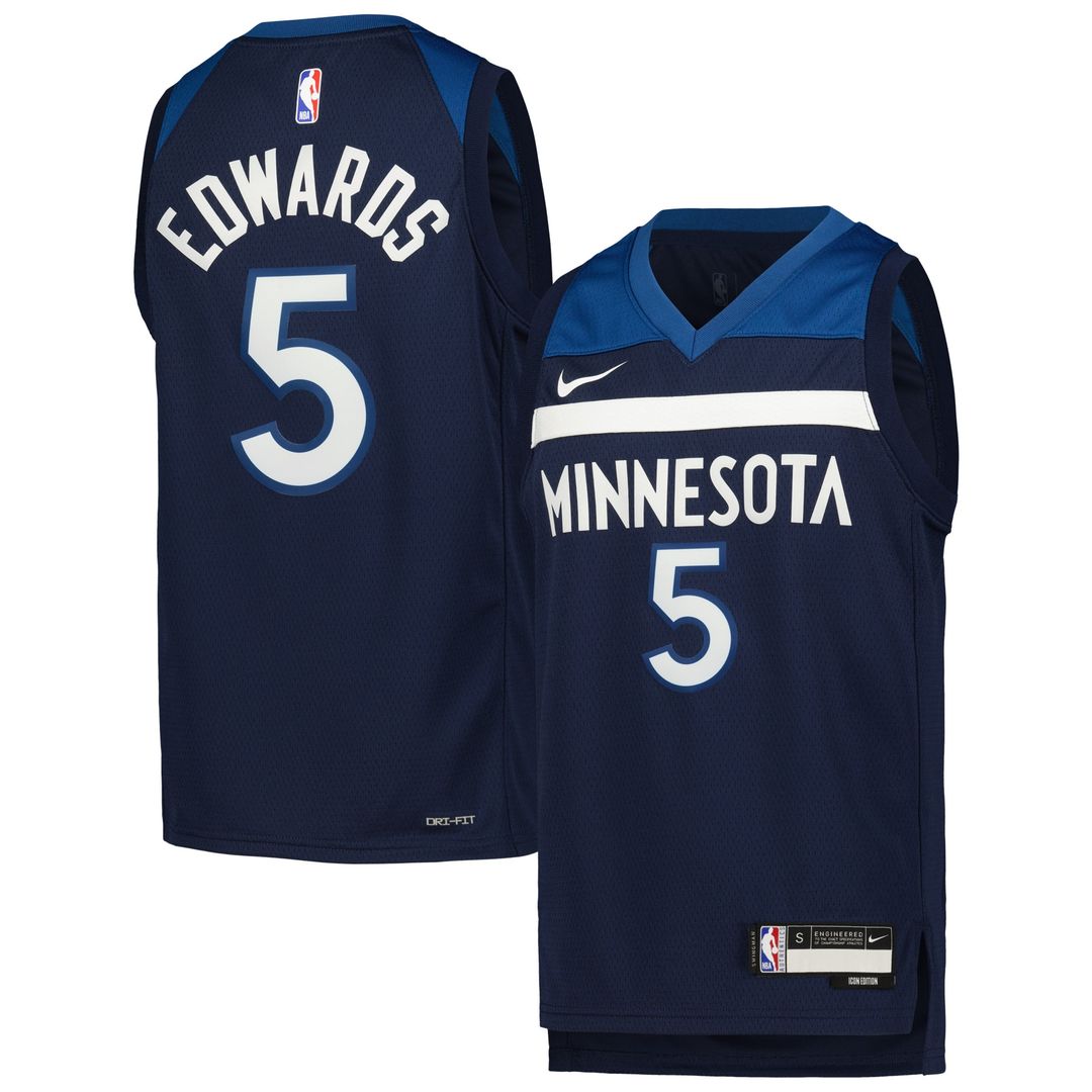 Anthony Edwards Minnesota Timberwolves Nike Youth Swingman Jersey - Icon Edition - Navy Official NBA Team Apparel Basketball Fan Gear
