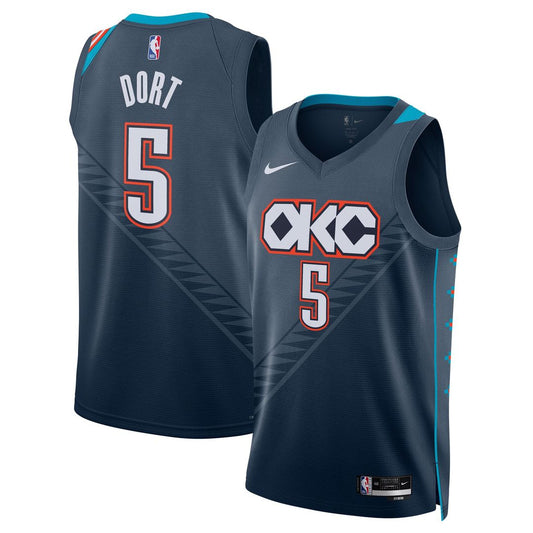 Luguentz Dort Oklahoma City Thunder Nike Unisex 2025/26 Swingman Jersey - Navy - City Edition Official NBA Team Apparel Basketball Fan Gear