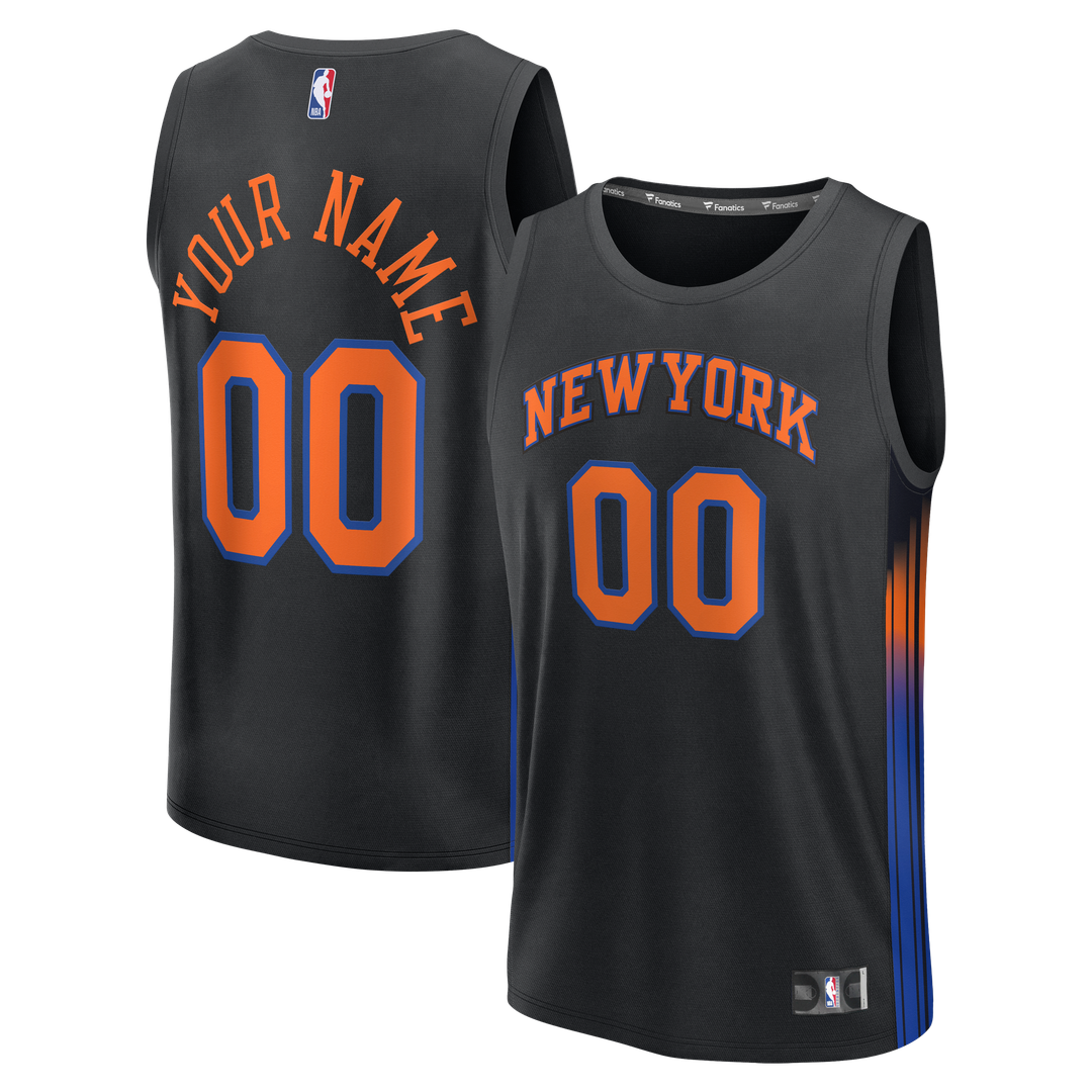 New York Knicks Fanatics Youth Fast Break Custom Jersey - Statement Edition - Black Official NBA Team Apparel Basketball Fan Gear
