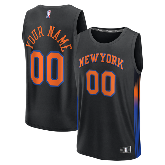 New York Knicks Fanatics Youth Fast Break Custom Jersey - Statement Edition - Black Official NBA Team Apparel Basketball Fan Gear