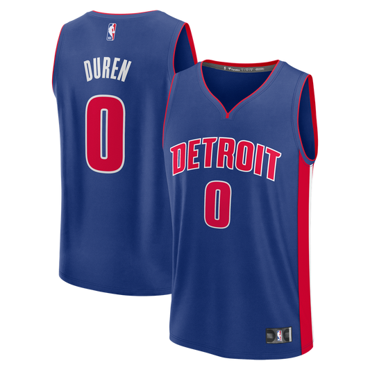 Jalen Duren Detroit Pistons Fanatics Fast Break Replica Jersey - Icon Edition - Blue Official NBA Team Apparel Basketball Fan Gear