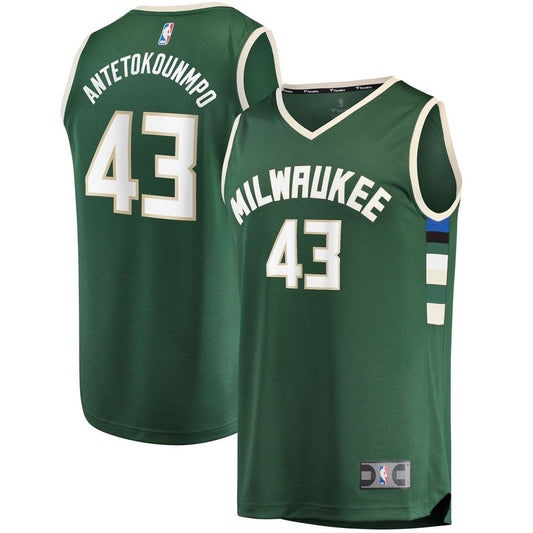 Thanasis Antetokounmpo Milwaukee Bucks Fanatics Fast Break Replica Player Jersey - Icon Edition - Hunter Green Official NBA Team Apparel Basketball Fa