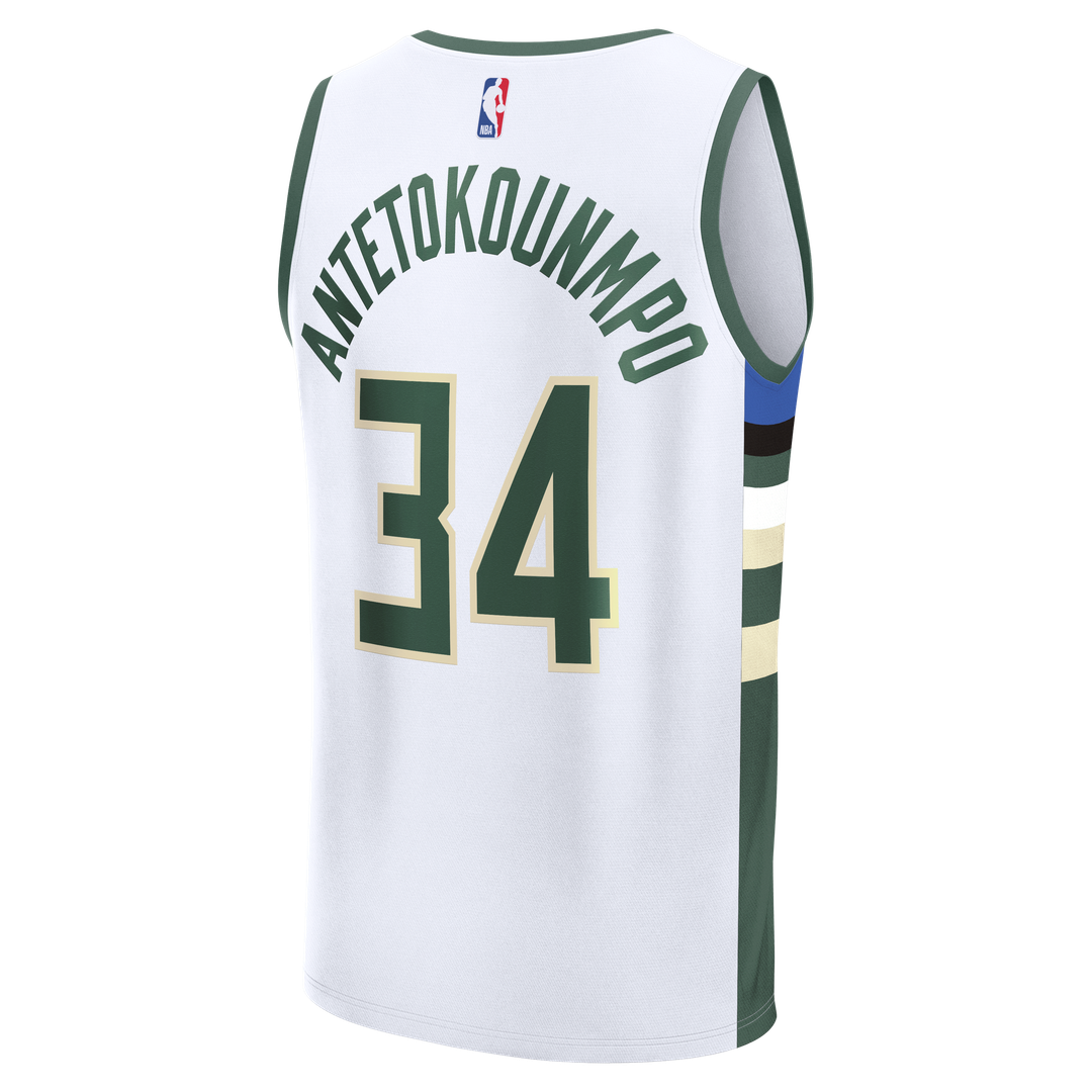 Giannis Antetokounmpo Milwaukee Bucks Fanatics Fast Break Replica Player Jersey - Association Edition - White Official NBA Team Apparel Basketball Fan