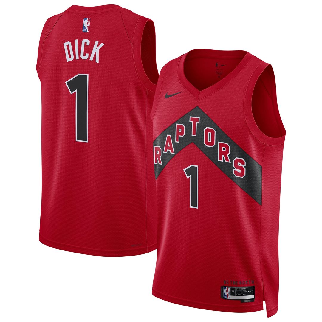 Gradey Dick Toronto Raptors Nike Unisex Swingman Player Jersey - Icon Edition - Red Official NBA Team Apparel Basketball Fan Gear