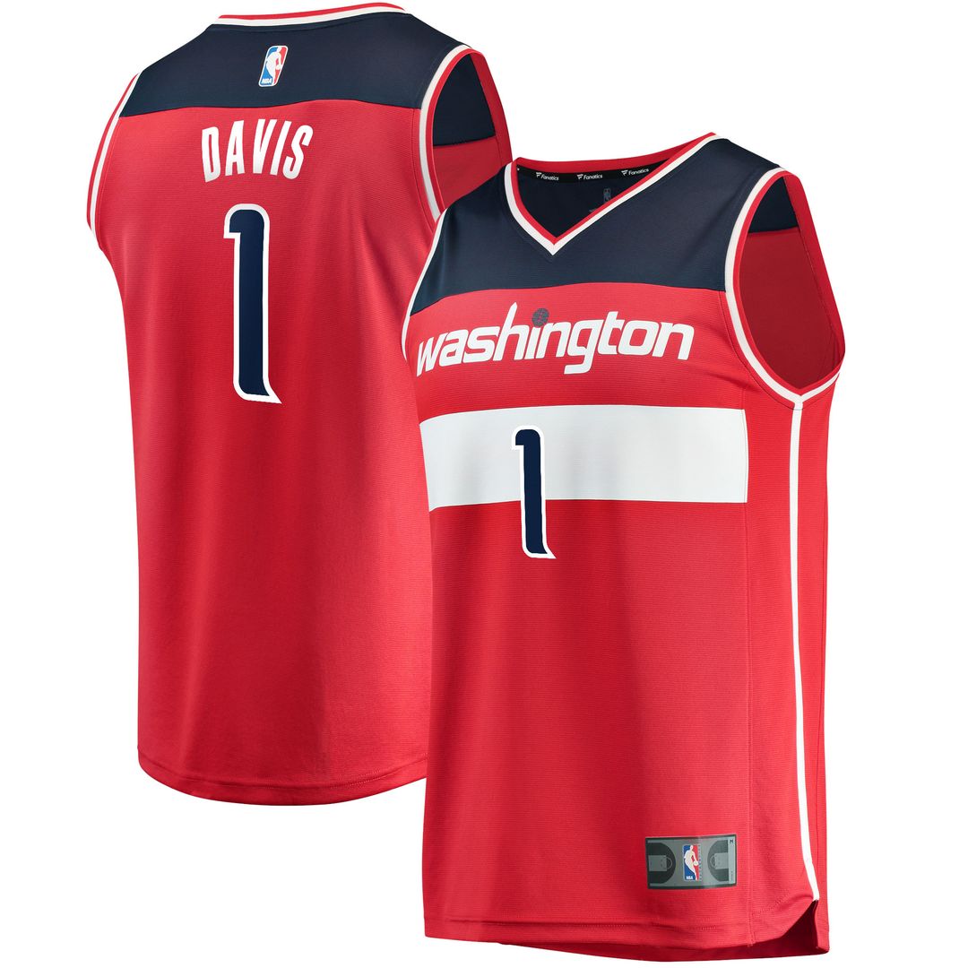 Johnny Davis Washington Wizards Fanatics Youth Fast Break Replica Jersey - Icon Edition - Red Official NBA Team Apparel Basketball Fan Gear