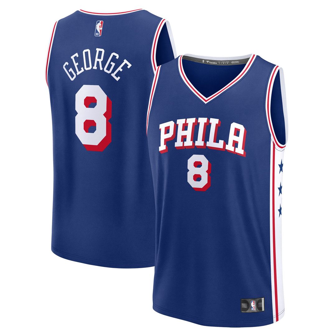 Paul George Philadelphia 76ers Fanatics Fast Break Replica Player Jersey - Icon Edition - Royal Official NBA Team Apparel Basketball Fan Gear