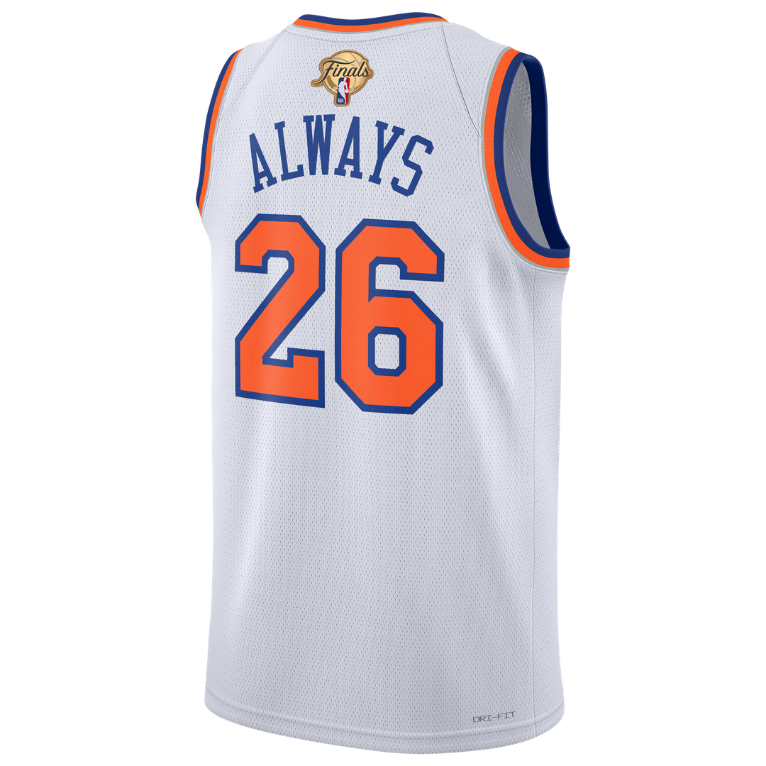 New York Knicks Nike Unisex 2026 NBA Finals Champions Always 26 Swingman Jersey - White - Association Edition Official NBA Team Apparel Basketball Fan