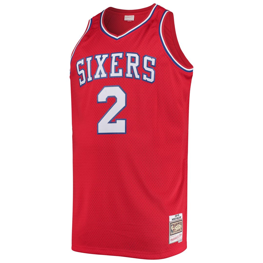 Moses Malone Philadelphia 76ers Mitchell & Ness 1982/83 Big & Tall Hardwood Classics Swingman Jersey - Red Official NBA Team Apparel Basketball Fan Ge
