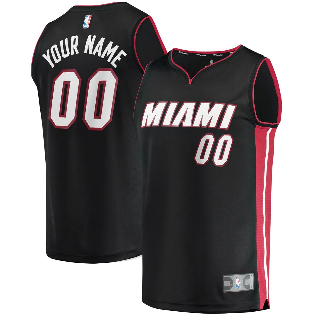 Miami Heat Fanatics Fast Break Custom Replica Jersey Black - Icon Edition Official NBA Team Apparel Basketball Fan Gear