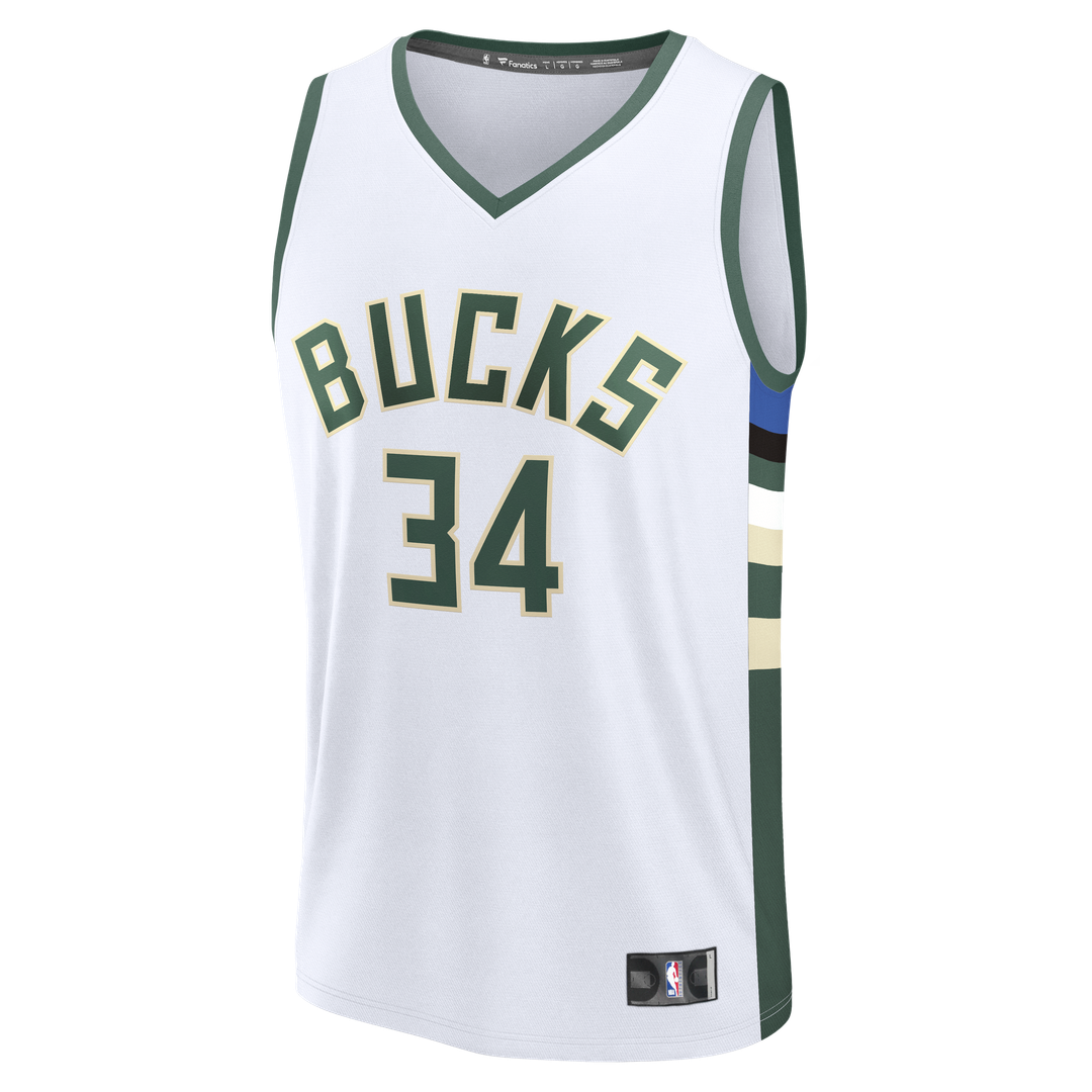 Giannis Antetokounmpo Milwaukee Bucks Fanatics Fast Break Replica Player Jersey - Association Edition - White Official NBA Team Apparel Basketball Fan