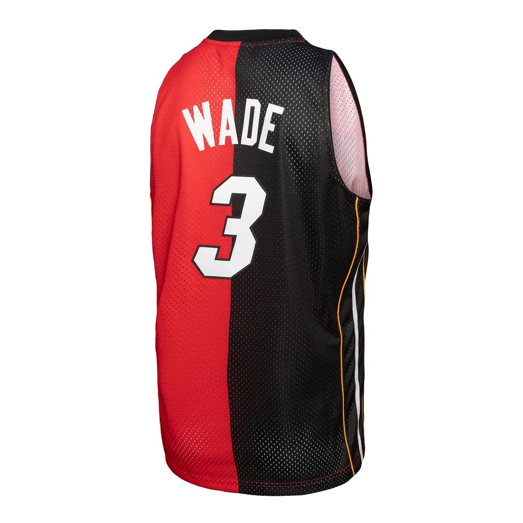 Dwyane Wade Miami Heat Mitchell & Ness Big & Tall Hardwood Classics 2005/06 Split Swingman Jersey - Black/Red Official NBA Team Apparel Basketball Fan
