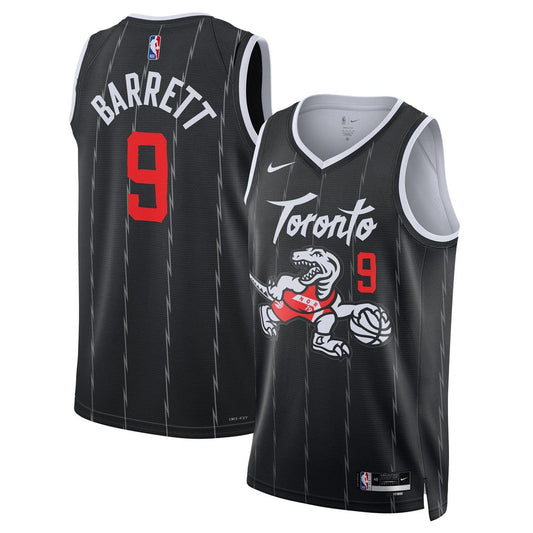 RJ Barrett Toronto Raptors Nike Unisex 2025/26 Swingman Jersey - Black - City Edition Official NBA Team Apparel Basketball Fan Gear