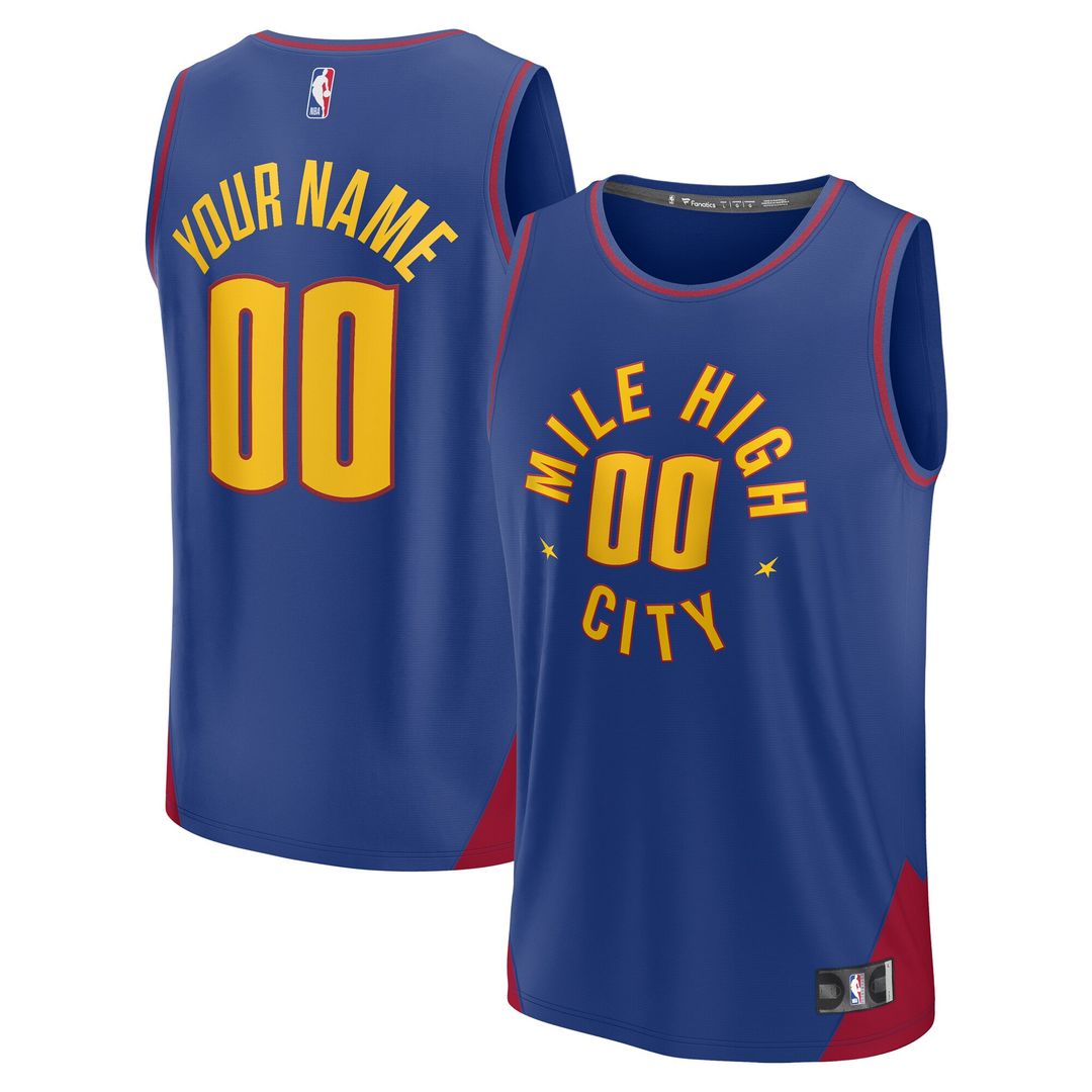 Denver Nuggets Fanatics Youth Fast Break Replica Custom Jersey - Statement Edition - Blue Official NBA Team Apparel Basketball Fan Gear