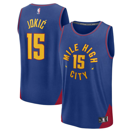 Nikola Jokic Denver Nuggets Fanatics Fast Break Replica Player Jersey - Statement Edition - Blue Official NBA Team Apparel Basketball Fan Gear
