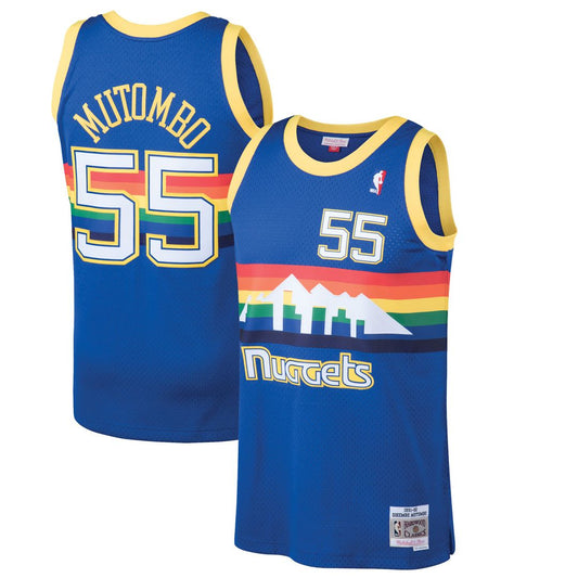 Dikembe Mutombo Denver Nuggets Mitchell & Ness 1991/92 Hardwood Classics Swingman Jersey - Blue Official NBA Team Apparel Basketball Fan Gear