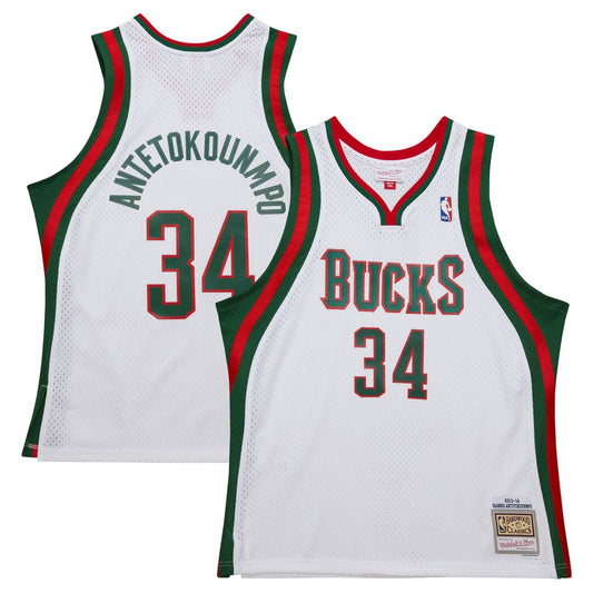 Giannis Antetokounmpo Milwaukee Bucks Mitchell & Ness 2013/14 Hardwood Classics Swingman Jersey - White Official NBA Team Apparel Basketball Fan Gear