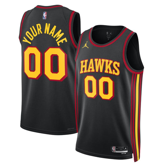 Atlanta Hawks Jordan Brand Unisex 2022/23 Swingman Custom Jersey - Statement Edition - Black Official NBA Team Apparel Basketball Fan Gear