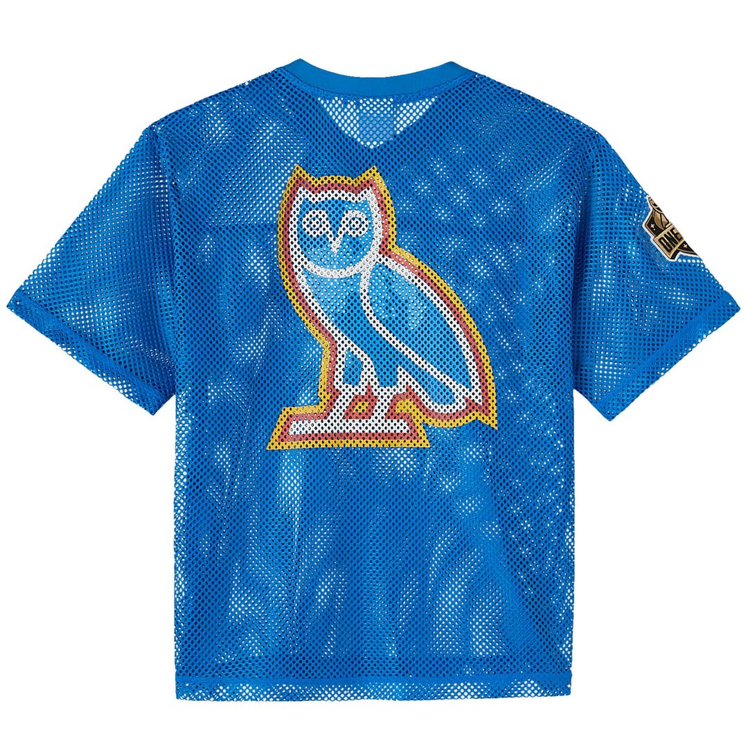 Oklahoma City Thunder OVO x NBA Mesh Football Fashion Jersey - Blue Official NBA Team Apparel Basketball Fan Gear