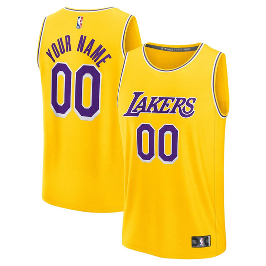Los Angeles Lakers Fanatics Youth Fast Break Custom Jersey - Icon Edition - Gold Official NBA Team Apparel Basketball Fan Gear
