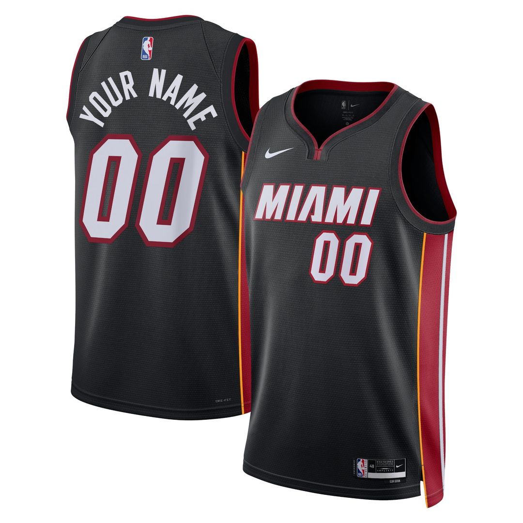 Miami Heat Nike Unisex Swingman Custom Jersey Black - Icon Edition Official NBA Team Apparel Basketball Fan Gear