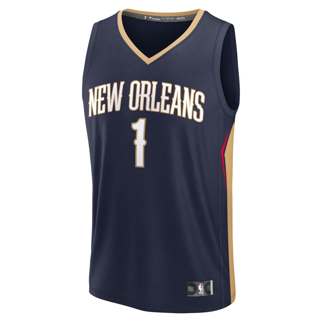 Zion Williamson New Orleans Pelicans Fanatics Fast Break Replica Player Jersey - Icon Edition - Navy Official NBA Team Apparel Basketball Fan Gear