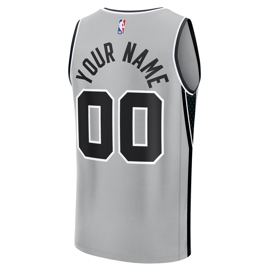San Antonio Spurs Fanatics Youth Fast Break Custom Jersey - Statement Edition - Silver Official NBA Team Apparel Basketball Fan Gear
