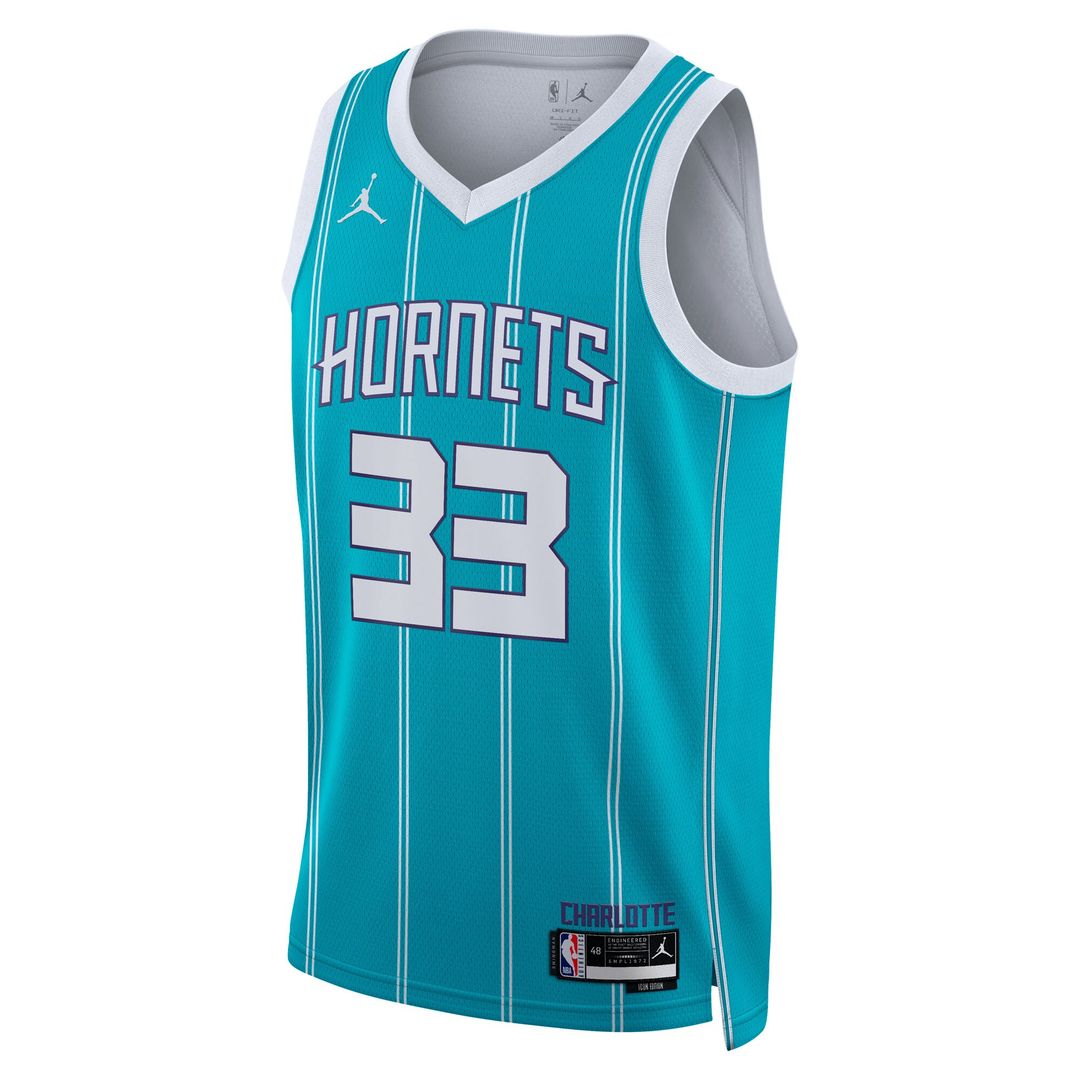 Liam McNeeley Charlotte Hornets Jordan Brand Unisex Swingman Jersey - Teal - Icon Edition Official NBA Team Apparel Basketball Fan Gear