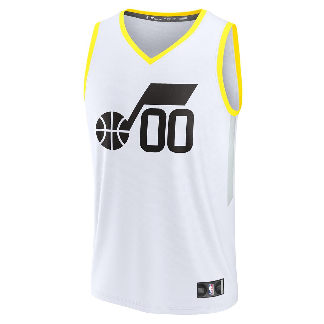 Utah Jazz Fanatics Youth Fast Break Replica Custom Jersey - Association Edition - White Official NBA Team Apparel Basketball Fan Gear