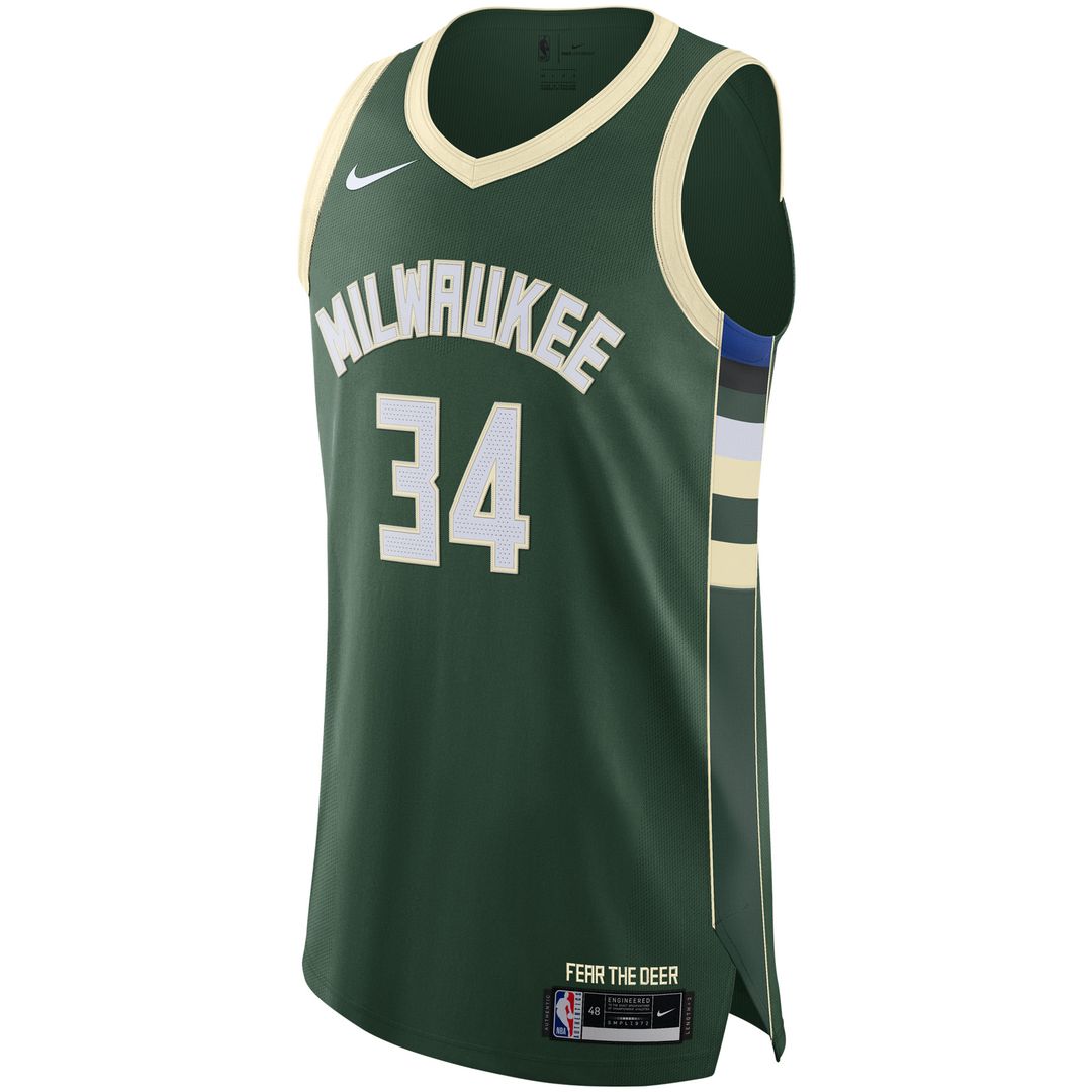 Giannis Antetokounmpo Milwaukee Bucks Nike Authentic Jersey - Icon Edition - Hunter Green Official NBA Team Apparel Basketball Fan Gear