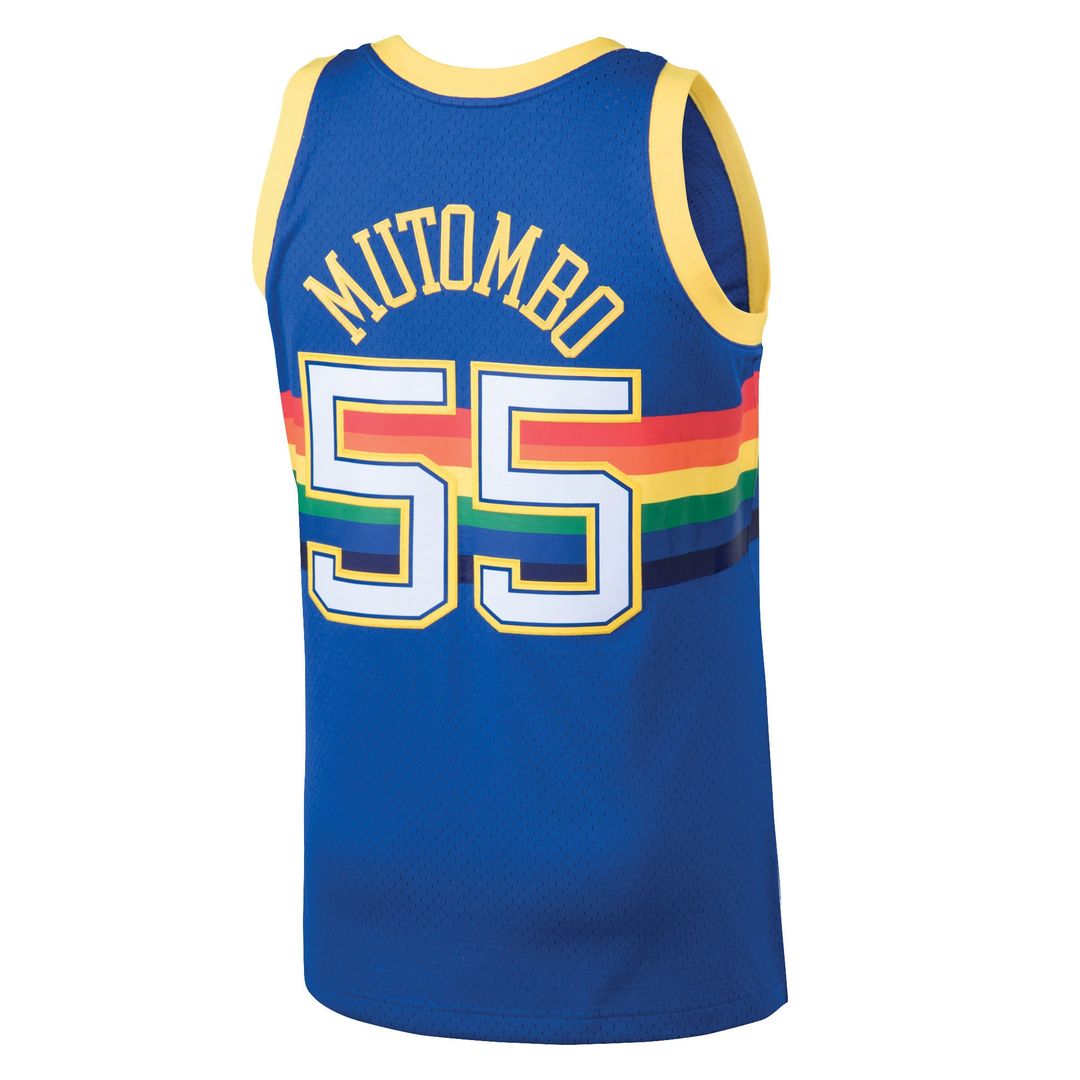 Dikembe Mutombo Denver Nuggets Mitchell & Ness 1991/92 Hardwood Classics Swingman Jersey - Blue Official NBA Team Apparel Basketball Fan Gear