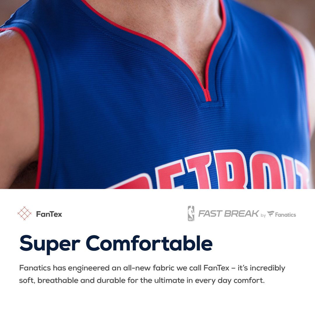 Detroit Pistons Fanatics Fast Break Custom Replica Jersey White - Association Edition Official NBA Team Apparel Basketball Fan Gear
