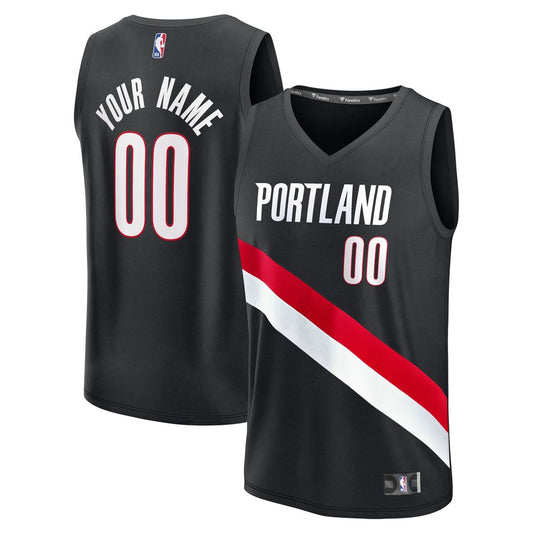 Portland Trail Blazers Fanatics Fast Break Replica Custom Jersey - Icon Edition - Black Official NBA Team Apparel Basketball Fan Gear