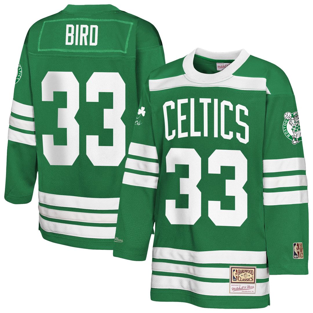 Larry Bird Boston Celtics Mitchell & Ness Youth Maxxed Out 2.0 Fashion Hockey Jersey - Kelly Green Official NBA Team Apparel Basketball Fan Gear