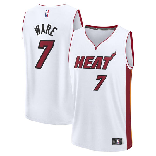 Kel'el Ware Miami Heat Fanatics Youth Fast Break Replica Player Jersey - Association - White Edition Official NBA Team Apparel Basketball Fan Gear