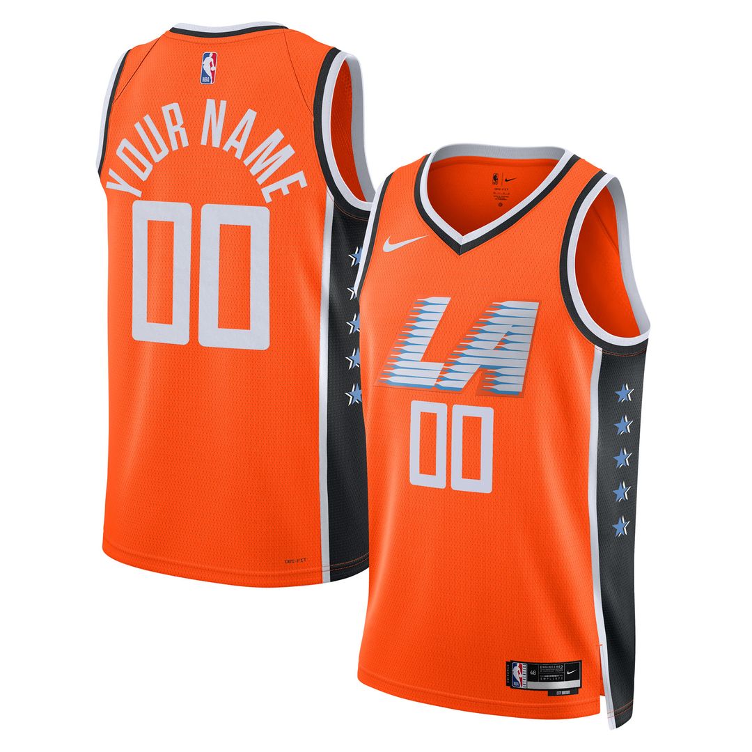 LA Clippers Nike Unisex 2025/26 City Edition Swingman Custom Jersey - Orange Official NBA Team Apparel Basketball Fan Gear