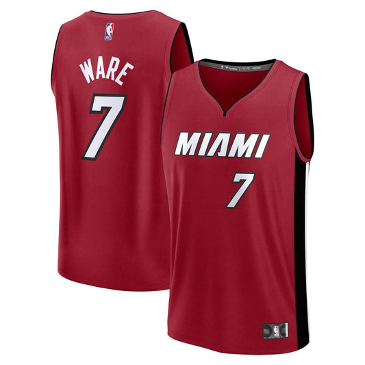 Kel'el Ware Miami Heat Fanatics Youth Fast Break Player Jersey - Statement Edition - Red Official NBA Team Apparel Basketball Fan Gear