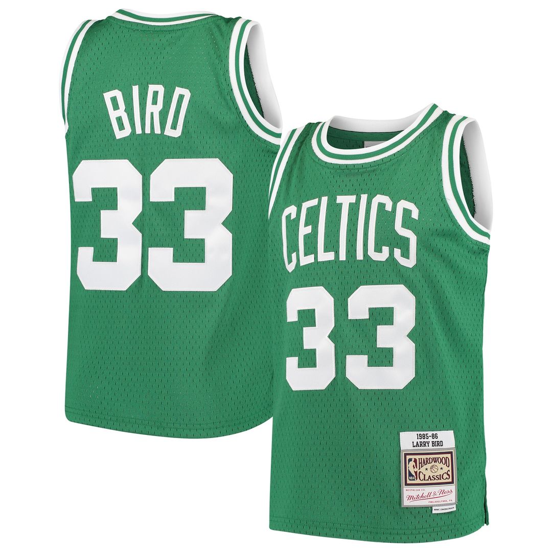 Larry Bird Boston Celtics Mitchell & Ness Youth Hardwood Classics Swingman Throwback Jersey - Kelly Green Official NBA Team Apparel Basketball Fan Gea