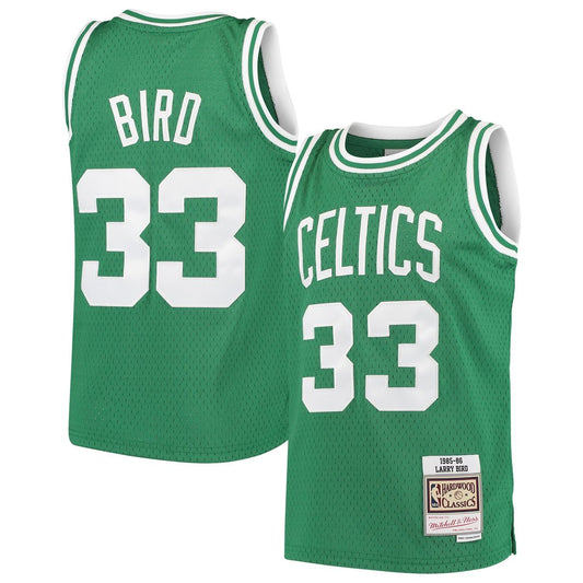 Larry Bird Boston Celtics Mitchell & Ness Youth Hardwood Classics Swingman Throwback Jersey - Kelly Green Official NBA Team Apparel Basketball Fan Gea