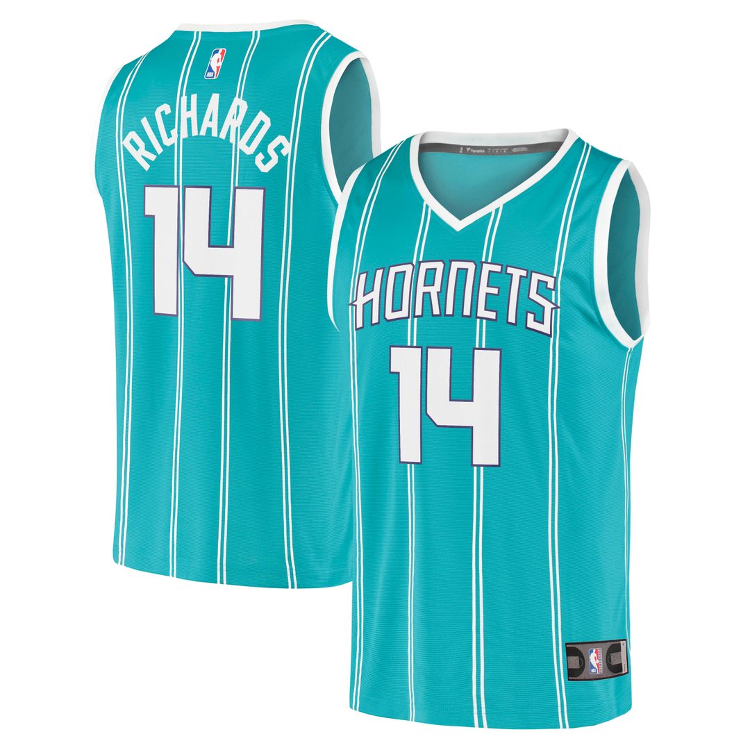 Nick Richards Charlotte Hornets Fanatics Fast Break Replica Jersey - Icon Edition - Teal Official NBA Team Apparel Basketball Fan Gear
