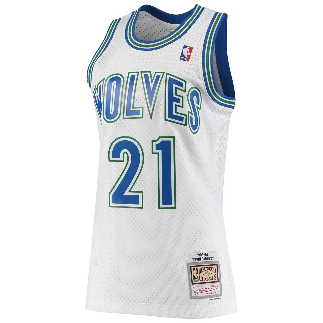Kevin Garnett Minnesota Timberwolves Mitchell & Ness 1995/96 Hardwood Classics Swingman Jersey - White Official NBA Team Apparel Basketball Fan Gear
