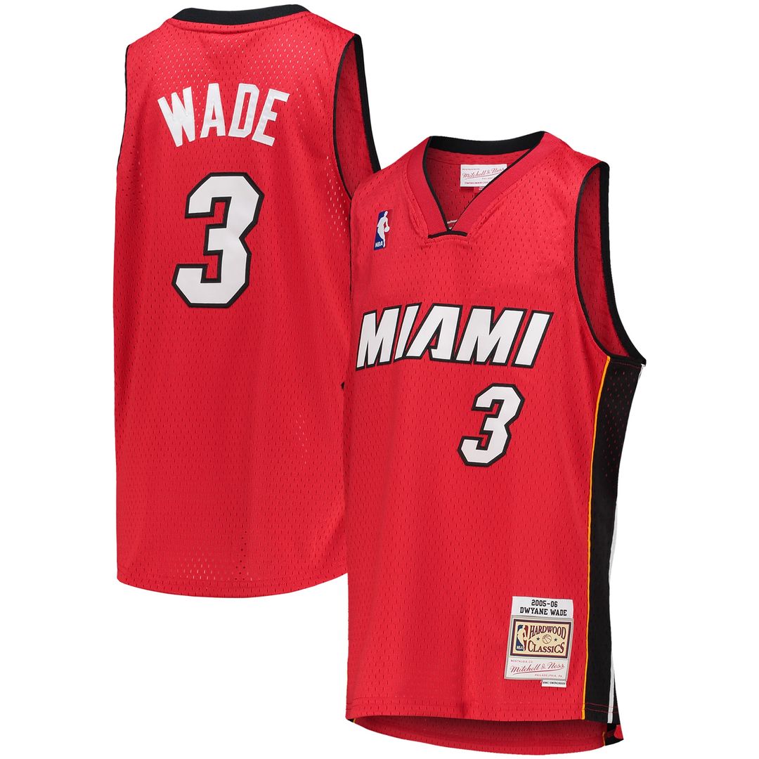 Dwyane Wade Miami Heat Mitchell & Ness Youth 2005/06 Hardwood Classics Swingman Jersey - Red Official NBA Team Apparel Basketball Fan Gear